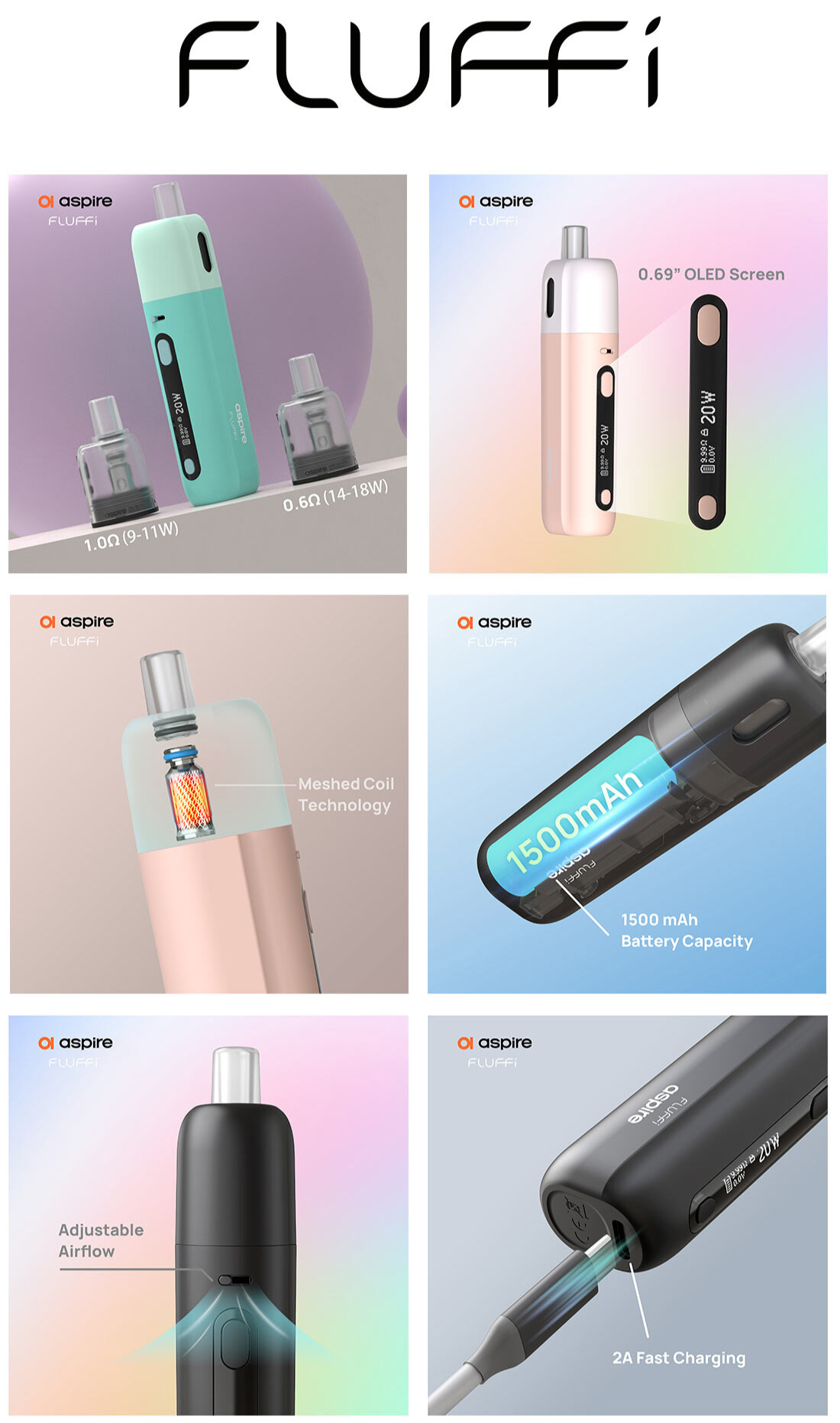 Aspire Fluffi 20W Pod Kit - VAPETINHTE