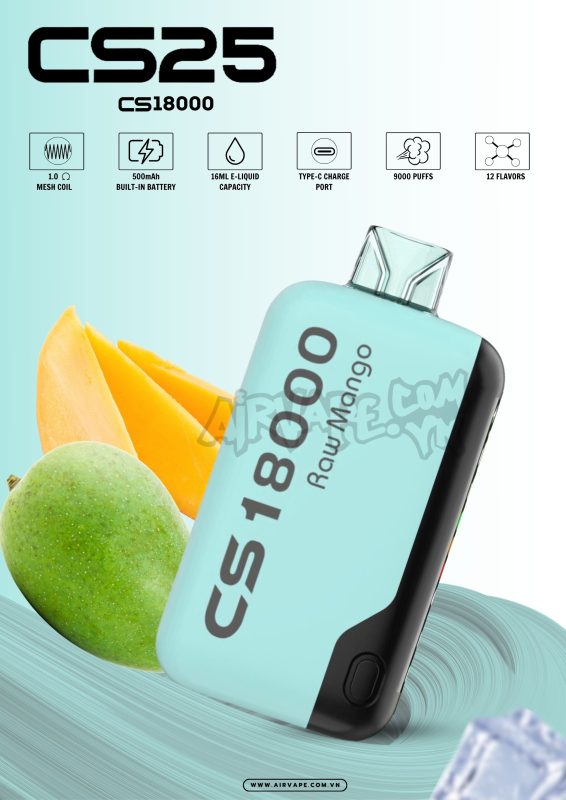 alt="cs25 vị xoài sống, pod 1 lần cs25, cs25 disposable"