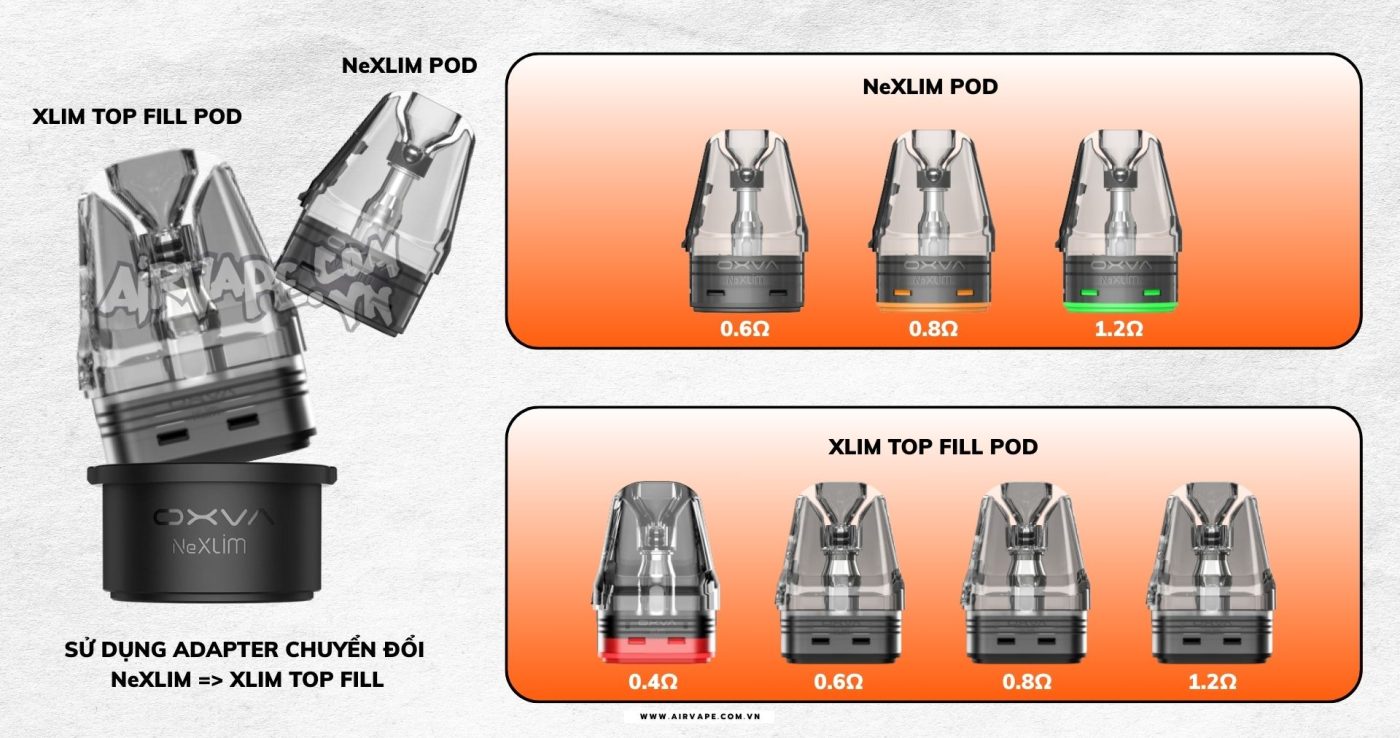 alt="đầu pod Nexlim, đầu pod thay thế Xlim, pod rỗng Xlim Nexlim"